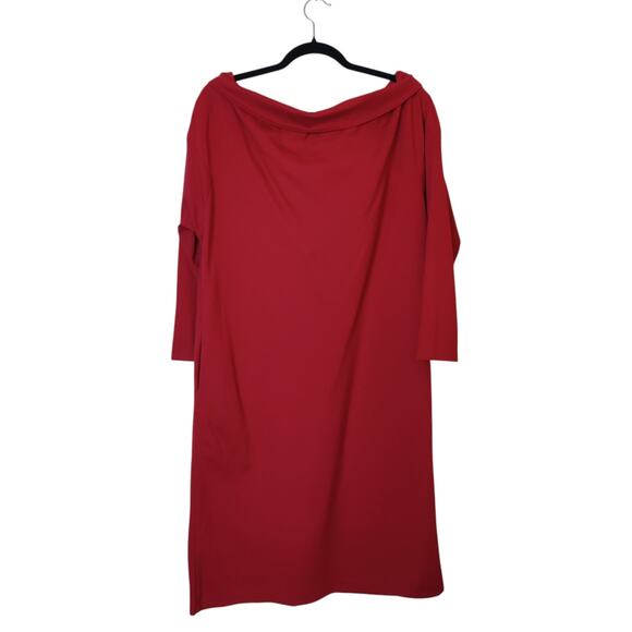 Le Muse Red Tube Dress Chic Cowl Neck Large Lagenlook Minimalist Quiet Luxury - Picture 3 of 14